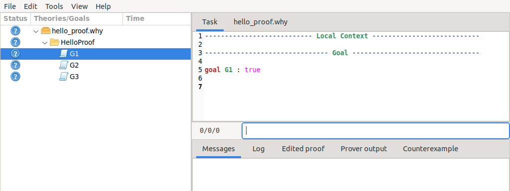 The GUI with goal ``G1`` selected.
